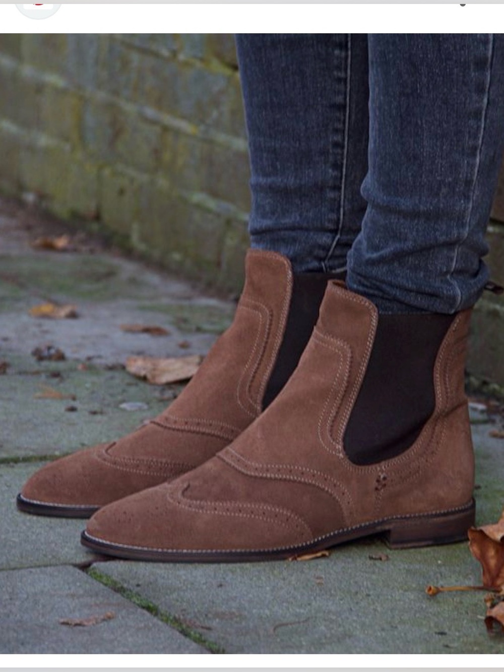 Massimo Dutti Women’s Brown Suede Wingtip Chelsea Boots -38